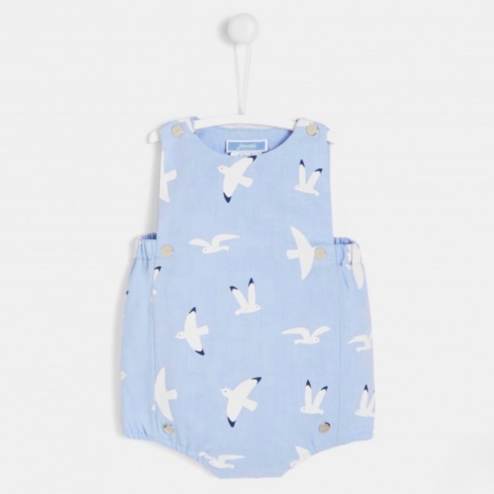 Jacadi Boys Light Blue Seagull Print Bubble Romper - Size 3M - Picture 14 of 16